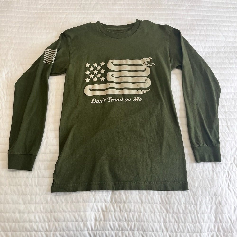 Rags of Honor Mens Small Olive Green Dont Tread on Me Long Sleeve T-Shirt